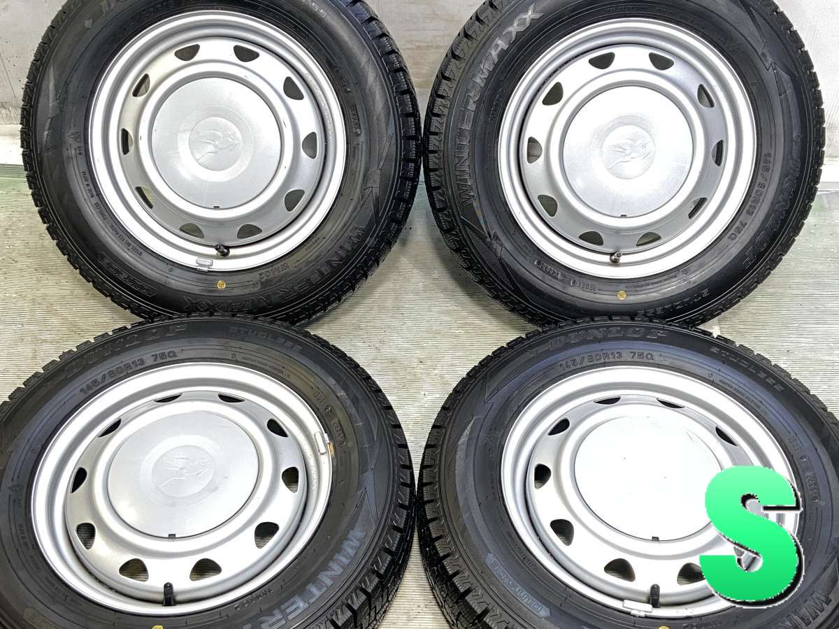 145/80R13 ダンロップ ウィンターマックス WM02 　 キャロウィン LZ 13x4.0 40 100/110/114.3-4穴 中古タイヤ スタッドレスタイヤ ホイールセット 4本セット
