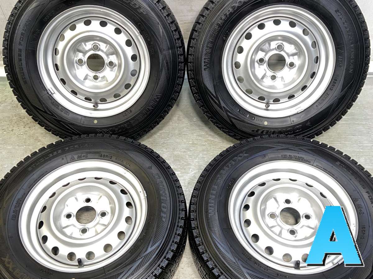 165R13 6PR ダンロップ ウィンターマックス SV01 日産純正 13x5.0 100-4穴 中古タイヤ スタッドレスタイヤ ホイールセット 4本セット