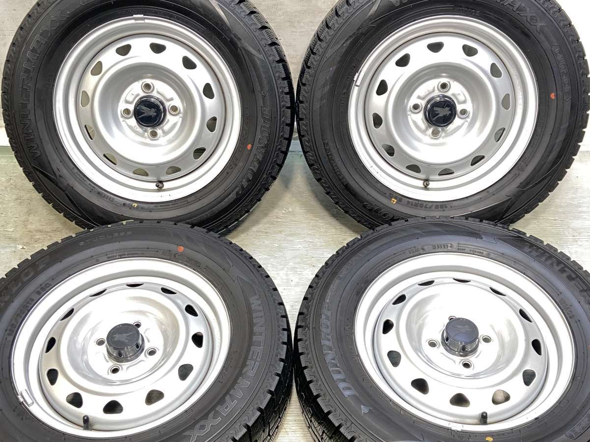 185/70R14 ダンロップ ウィンターマックス WM02 　 キャロウィン　J9 14x5.0 40 100-4穴 中古タイヤ スタッドレスタイヤ ホイールセット 4本セット