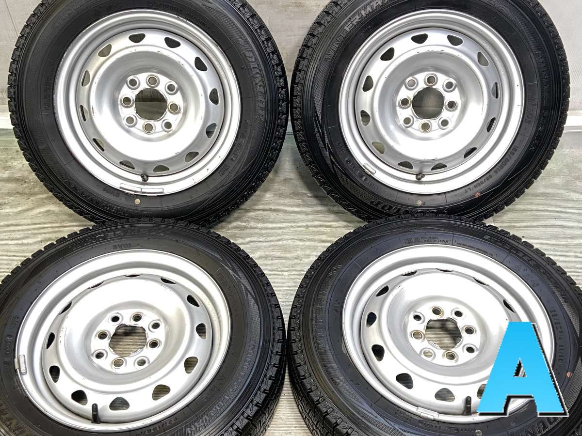 155/80R14 88/86N LT ダンロップ ウィンターマックス SV01 　 キャロウィン VK 14x5.0 39 100/114.3-4穴 中古タイヤ スタッドレスタイヤ ホイールセット 4本セット