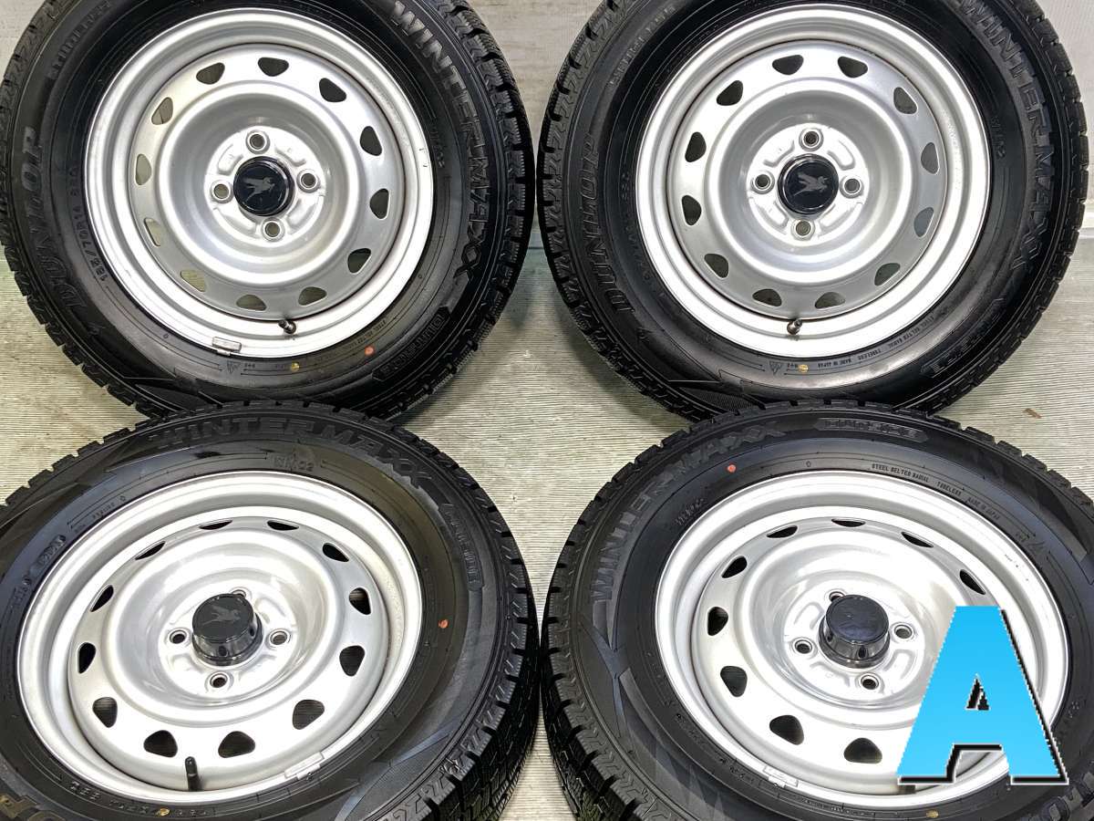 185/70R14 ダンロップ ウィンターマックス WM02 　 キャロウィン J9 14x5.0 40 100-4穴 中古タイヤ スタッドレスタイヤ ホイールセット 4本セット