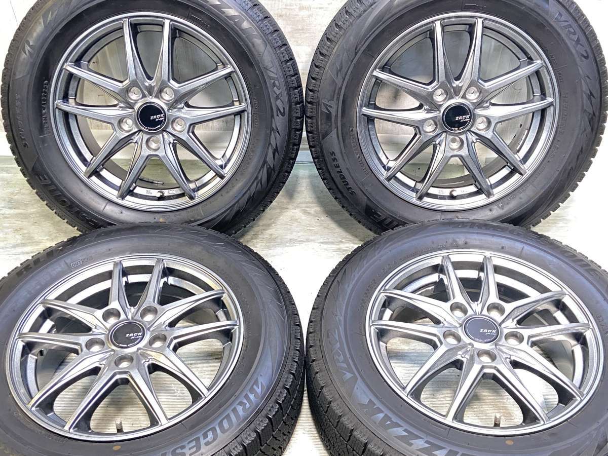 195/65R15 ブリヂストン ブリザック VRX2 　 ZACK JP-550 15x6.0 53 114.3-5穴 中古タイヤ スタッドレスタイヤ ホイールセット 4本セット