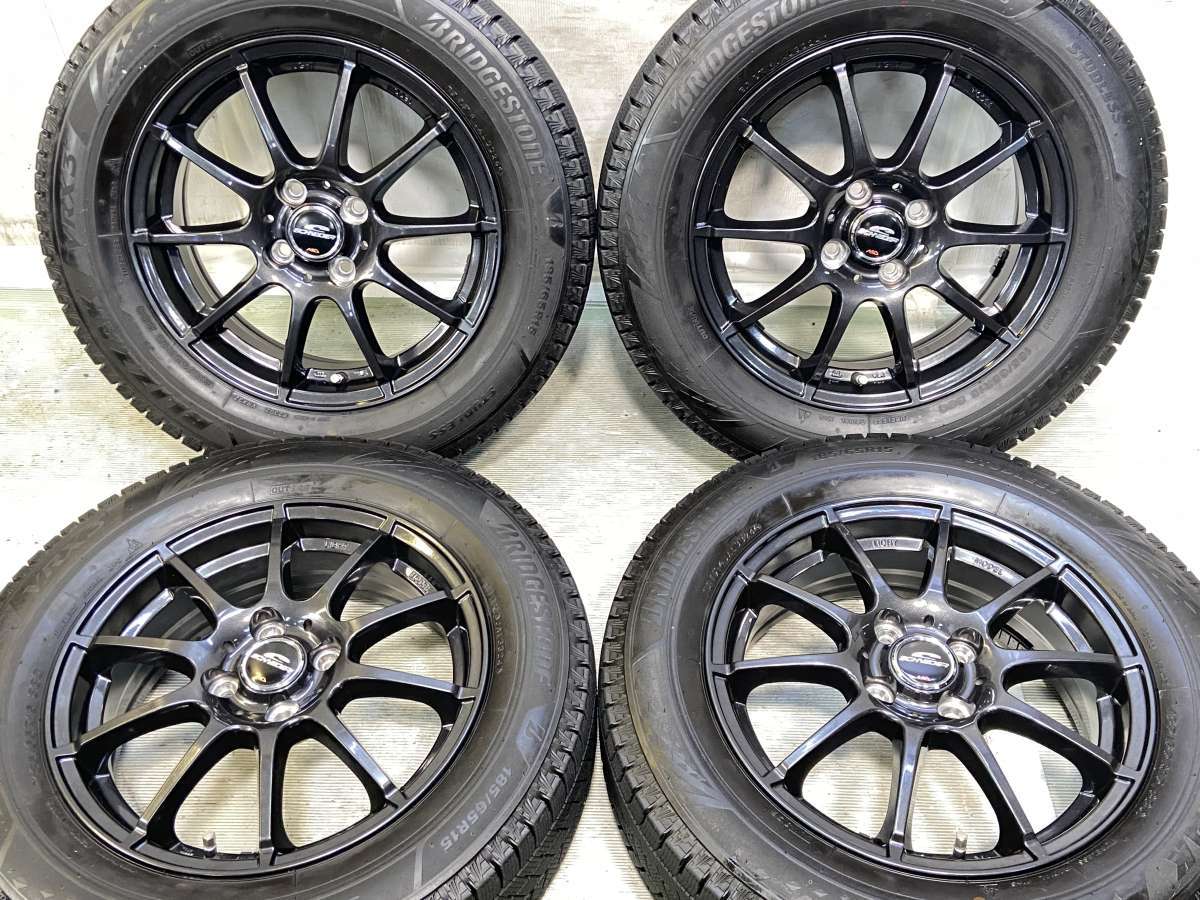185/65R15 ブリヂストン ブリザック VRX3 　 SCHNEDER 15x5.5 45 100-4穴 中古タイヤ スタッドレスタイヤ ホイールセット 4本セット
