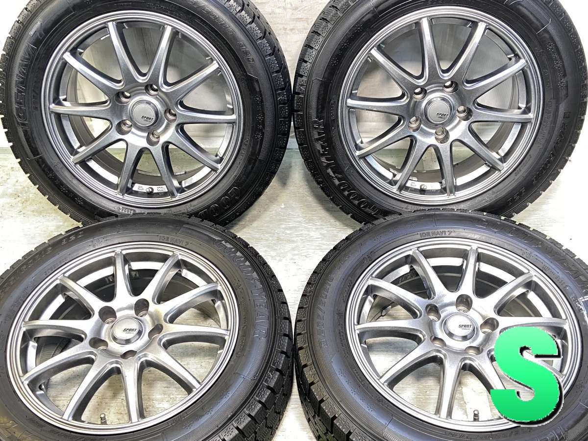 205/60R16 グッドイヤー アイスナビ7 　 SPORT ABELIA 16x6.5 38 114.3-5穴 中古タイヤ スタッドレスタイヤ ホイールセット 4本セット