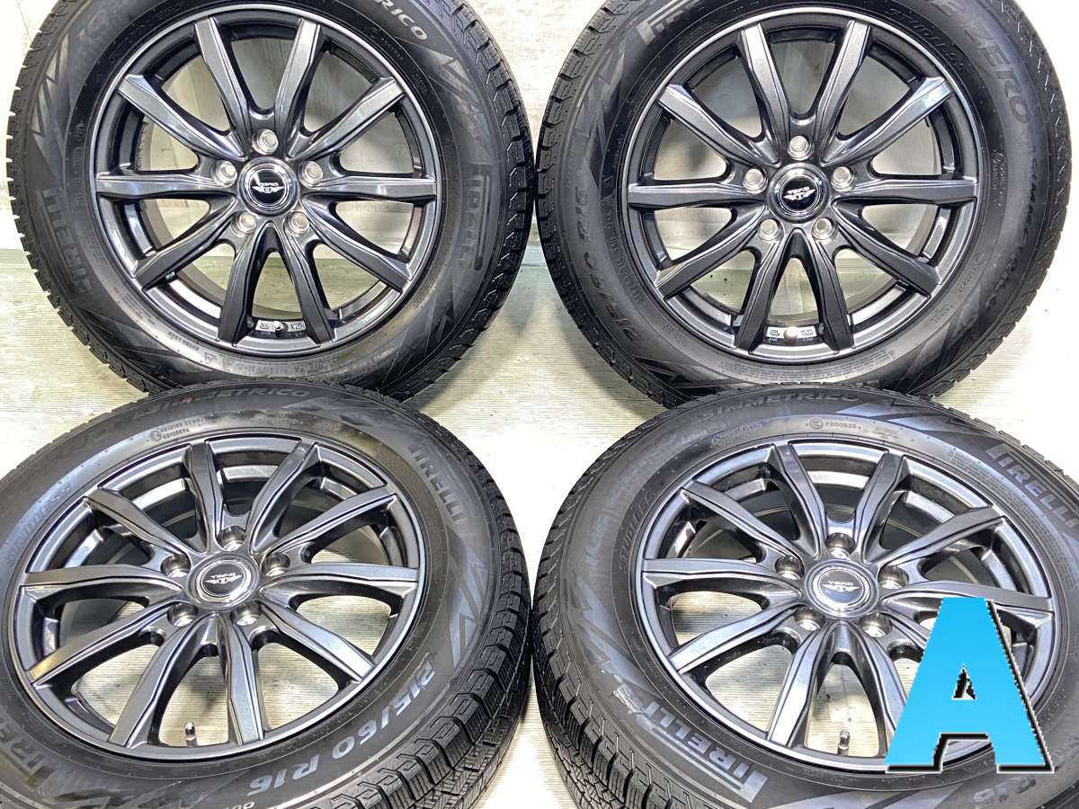 215/60R16 ピレリ アイスゼロアシンメトリコ 　 TEAD 16x6.5 53 114.3-5穴 中古タイヤ スタッドレスタイヤ ホイールセット 4本セット