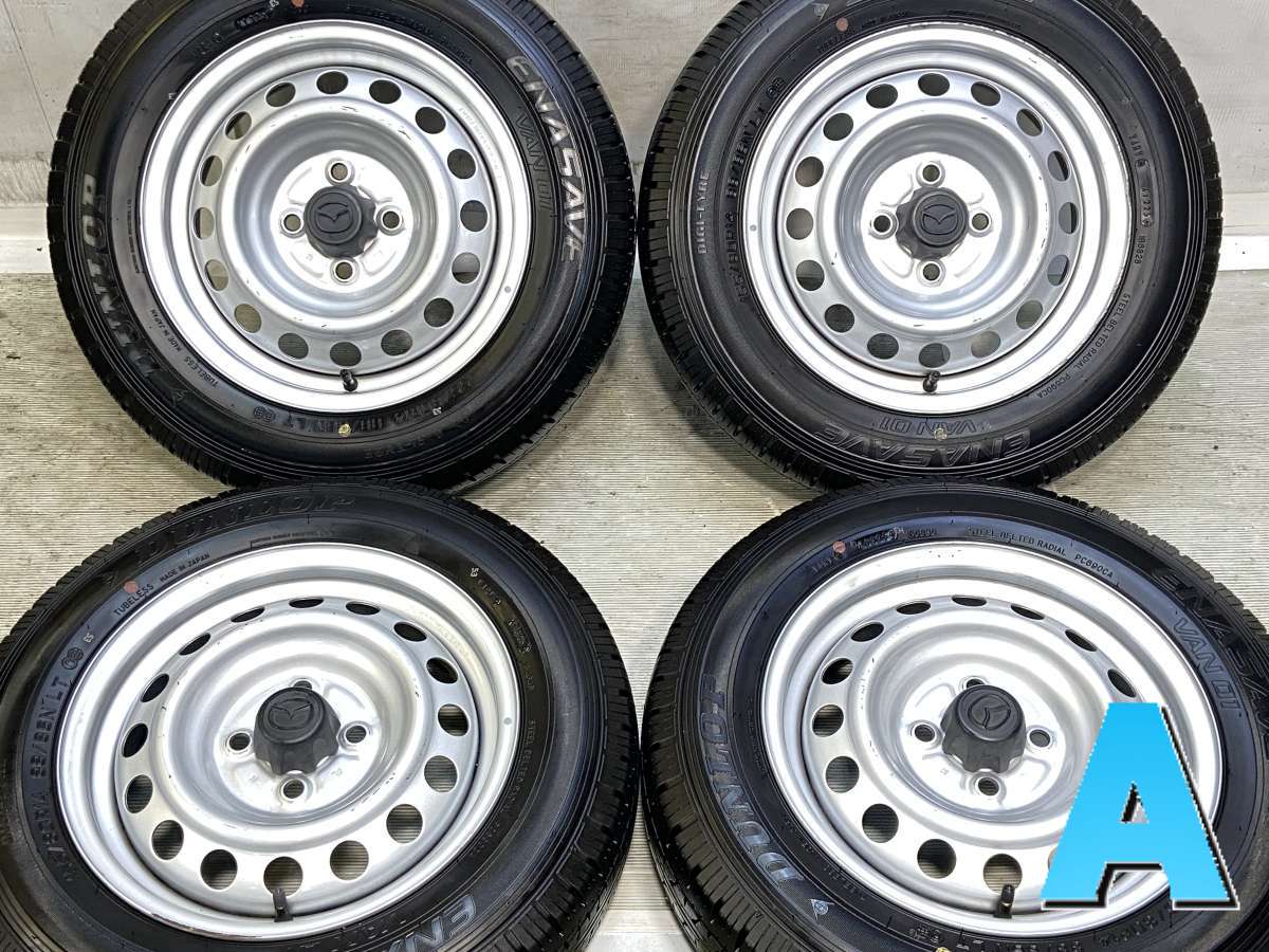 155/80R14 88/86N LT ダンロップ エナセーブ VAN01 マツダ純正 AL 14x5.0 100-4穴 中古タイヤ サマータイヤ ホイールセット 4本セット