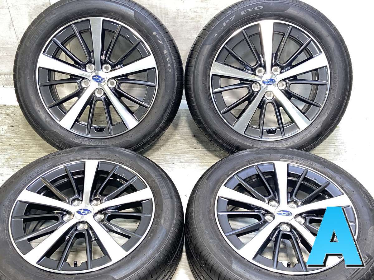205/55R16 ピレリ P7 EVO スバル純正 16x6.5 55 100-5穴 中古タイヤ サマータイヤ ホイールセット 4本セット