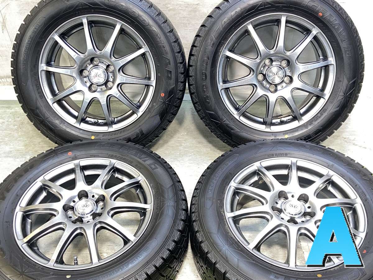 195/65R15 グッドイヤー アイスナビ 6 　 LOXARNY SPORT 15x6.0 43 100-5穴 中古タイヤ スタッドレスタイヤ ホイールセット 4本セット