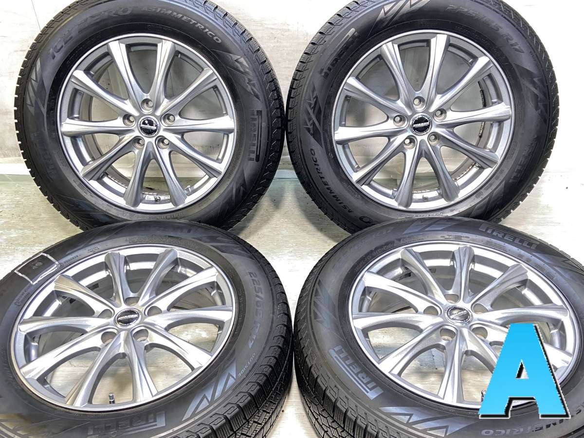 225/65R17 ピレリ アイスゼロアシンメトリコ 　 WAREN 17x7.0 48 114.3-5穴 中古タイヤ スタッドレスタイヤ ホイールセット 4本セット