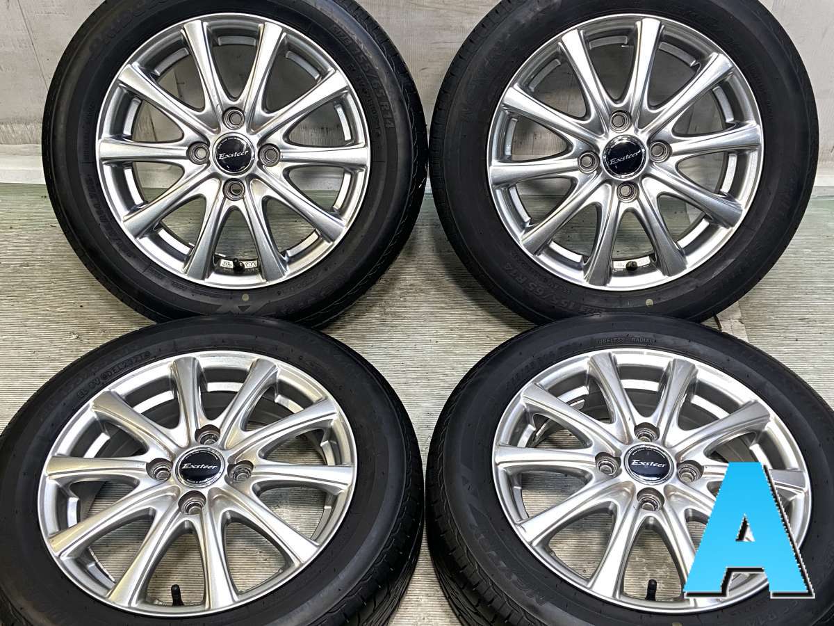 155/65R14 ブリヂストン ネクストリー 　 エクスター 14x4.5 45 100-4穴 中古タイヤ サマータイヤ ホイールセット 4本セット