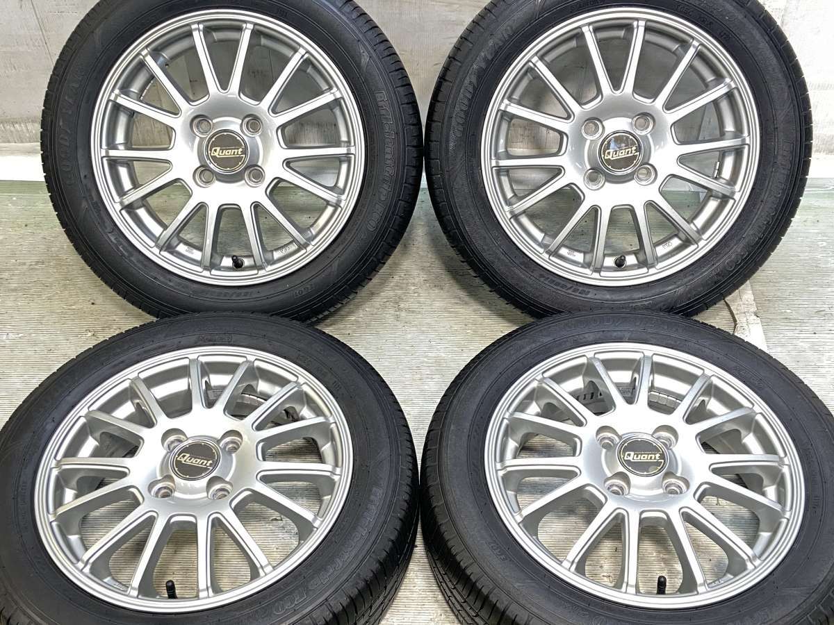 155/65R14 グッドイヤー エフィシェント グリップ ECO ハイブリッドEG01 　 QUANT 14x4.5 45 100-4穴 中古タイヤ サマータイヤ ホイールセット 4本セット