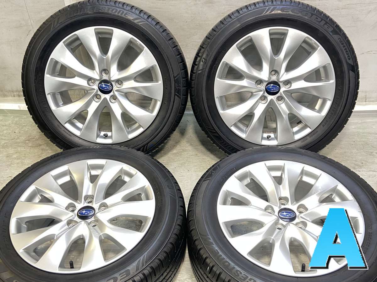 225/55R17 ブリヂストン エコピア NH100 スバル純正 17x7.5 55 114.3-5穴 中古タイヤ サマータイヤ ホイールセット 4本セット