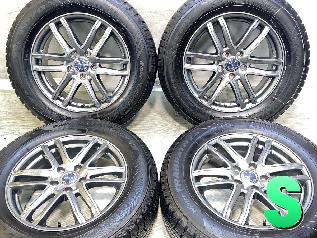 225/65R17 トーヨータイヤ ウィンタートランパス TX 　 SGE 17x7.0 48 114.3-5穴 中古タイヤ スタッドレスタイヤ ホイールセット 4本セット