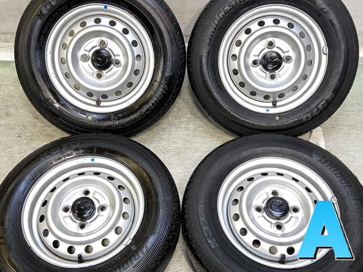 145/80R12 80/78N LT ブリヂストン K370 マツダ純正 12x4.0 100-4穴 中古タイヤ サマータイヤ ホイールセット 4本セット