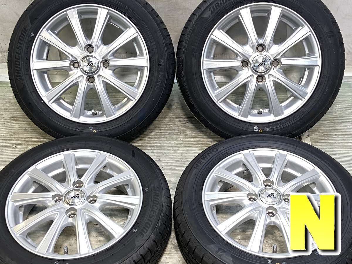 155/65R14 ブリヂストン NEWNO 　 AZ　SPORTS 14x4.5 45 100-4穴 中古タイヤ サマータイヤ ホイールセット 4本セット