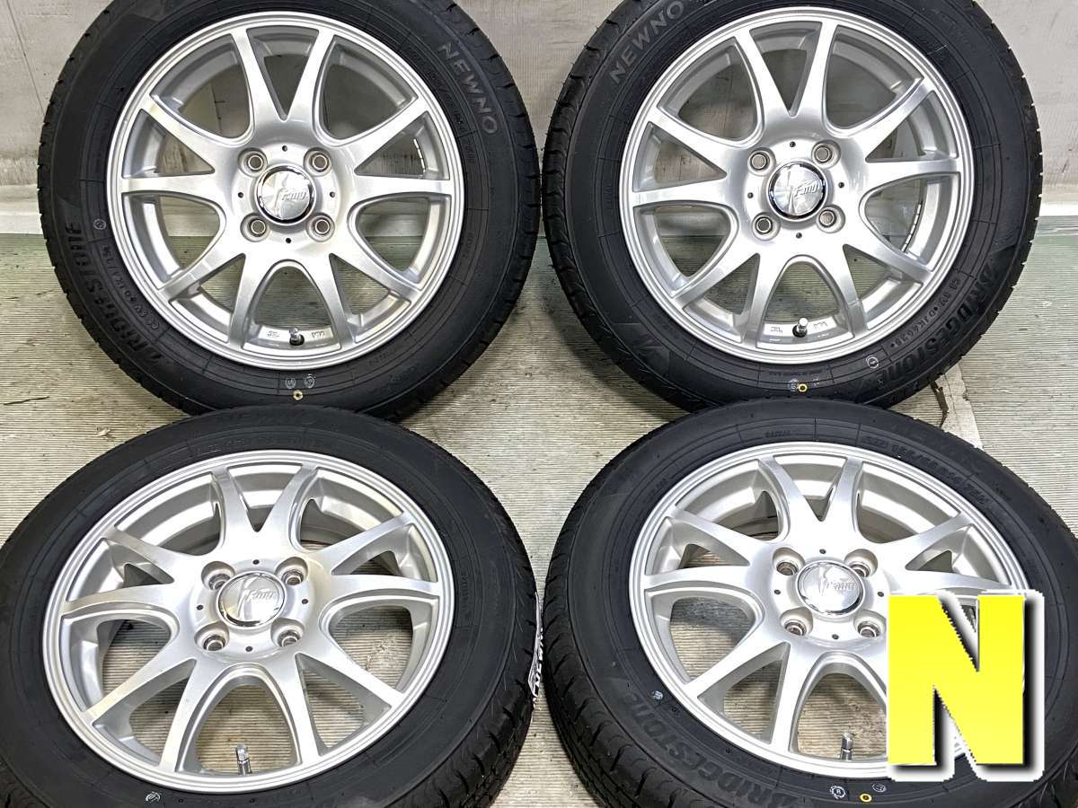 155/65R14 ブリヂストン NEWNO 　 Fang 14x4.5 45 100-4穴 中古タイヤ サマータイヤ ホイールセット 4本セット