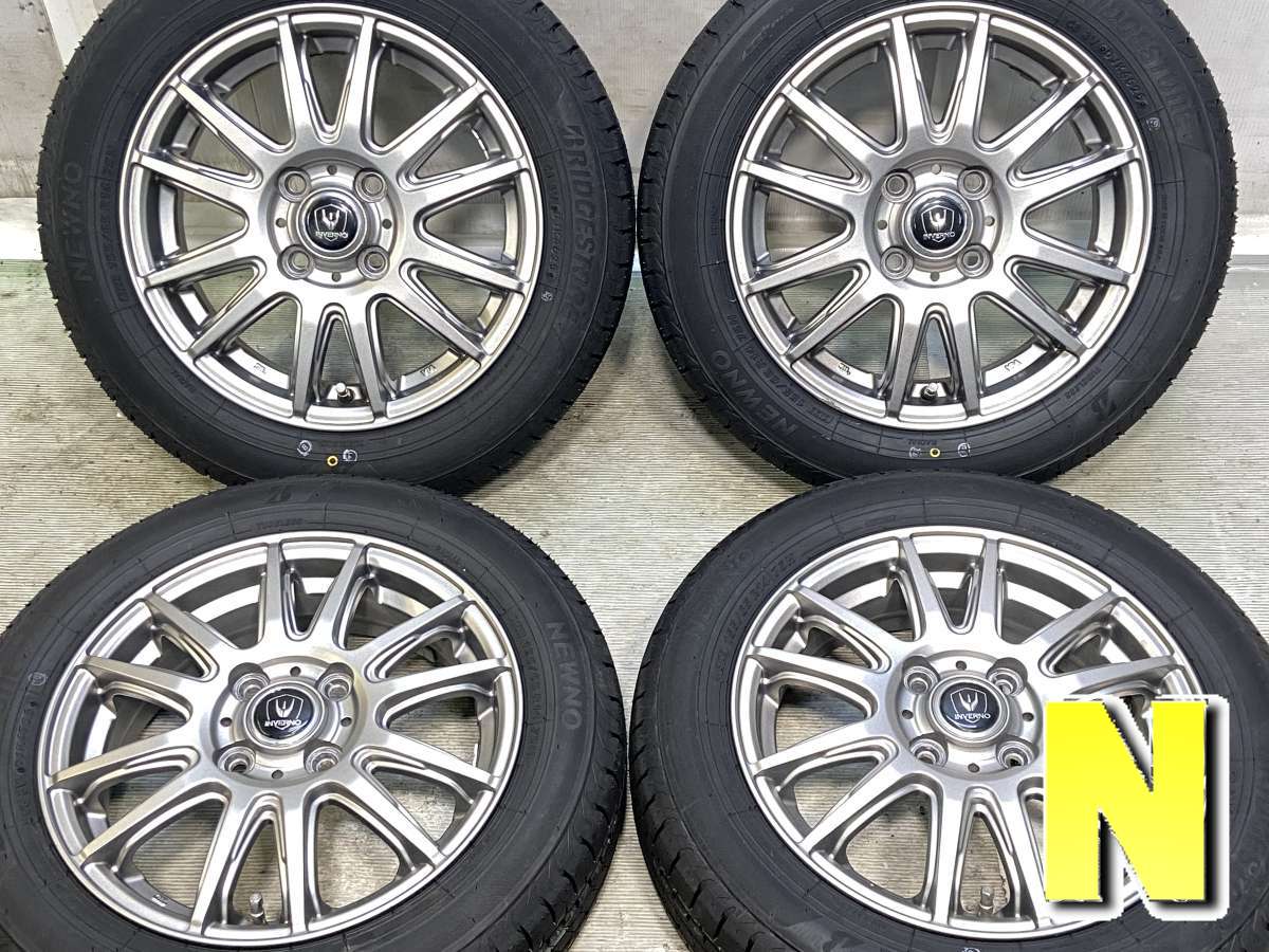 155/65R14 ブリヂストン NEWNO 　 INVERNO 14x4.5 45 100-4穴 中古タイヤ サマータイヤ ホイールセット 4本セット