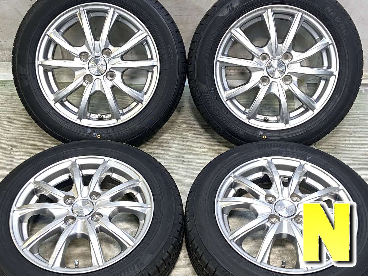 155/65R14 ブリヂストン NEWNO 　 ZACK 14x4.5 45 100-4穴 中古タイヤ サマータイヤ ホイールセット 4本セット