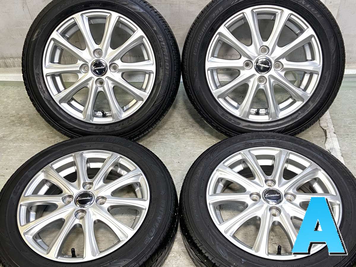 155/65R14 ダンロップ EC202 　 エクシーダー 14x4.5 45 100-4穴 中古タイヤ サマータイヤ ホイールセット 4本セット
