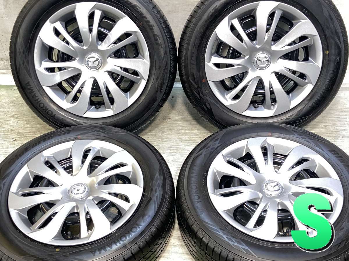 185/65R15 ヨコハマ ブルーアースGT AE51 マツダ純正 15x5.5 100-4穴 中古タイヤ サマータイヤ ホイールセット 4本セット