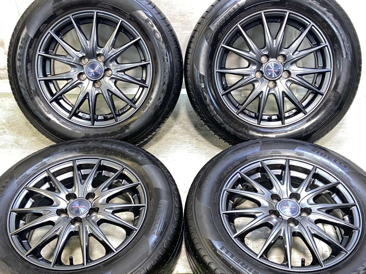 195/65R15 ピレリ POWERGY TM 　 VELVA SPORTZ 15x6.0 43 100-5穴 中古タイヤ サマータイヤ ホイールセット 4本セット