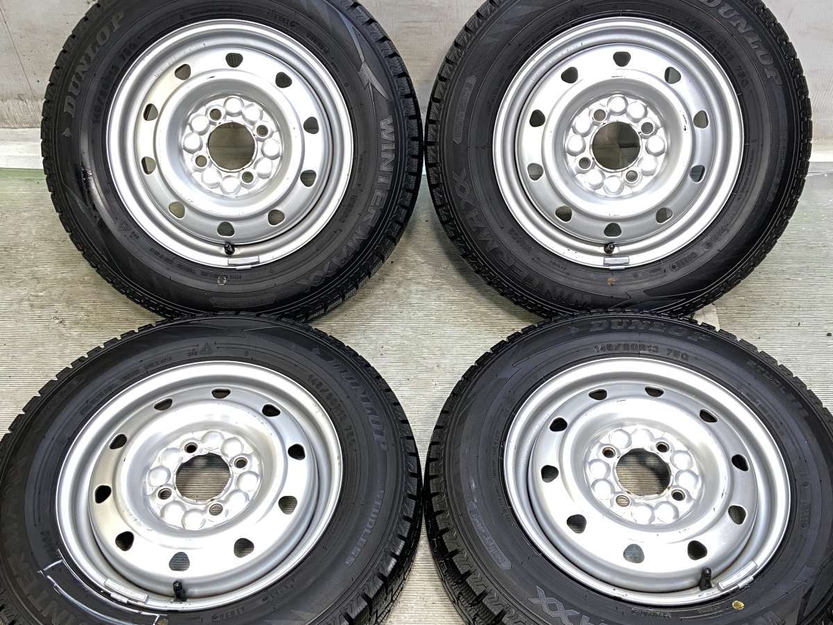 145/80R13 ダンロップ ウィンターマックス WM02 　 TOPY M52 13x4.0 45 100-4穴 中古タイヤ スタッドレスタイヤ ホイールセット 4本セット