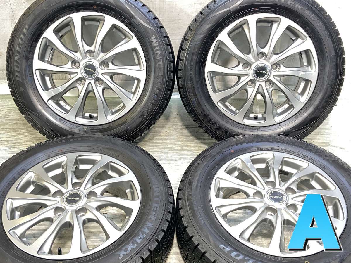195/65R15 ダンロップ ウィンターマックス WM02 　 BALMINUM 15x6.0 45 114.3-5穴 中古タイヤ スタッドレスタイヤ ホイールセット 4本セット