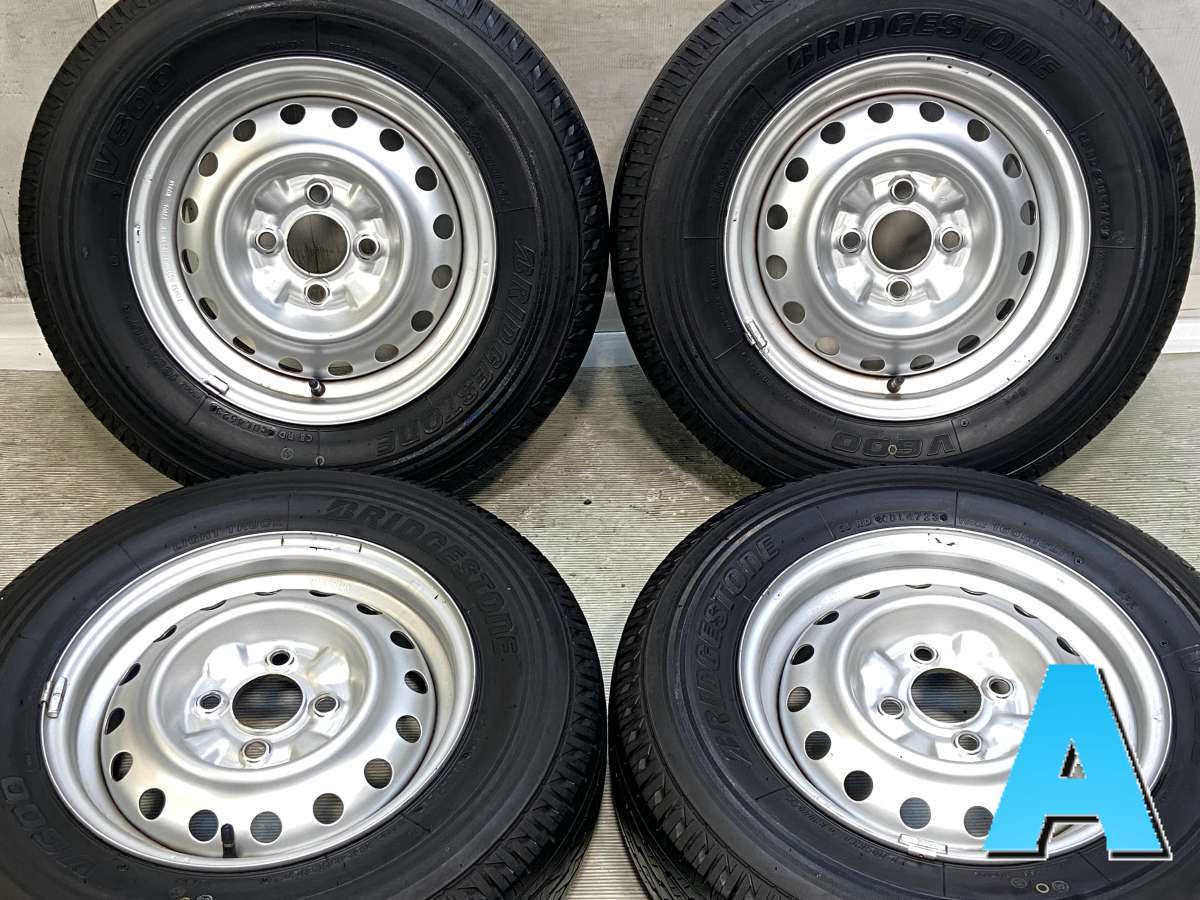 165R13 6PR ブリヂストン V600 日産純正 13x5.0 100-4穴 中古タイヤ サマータイヤ ホイールセット 4本セット
