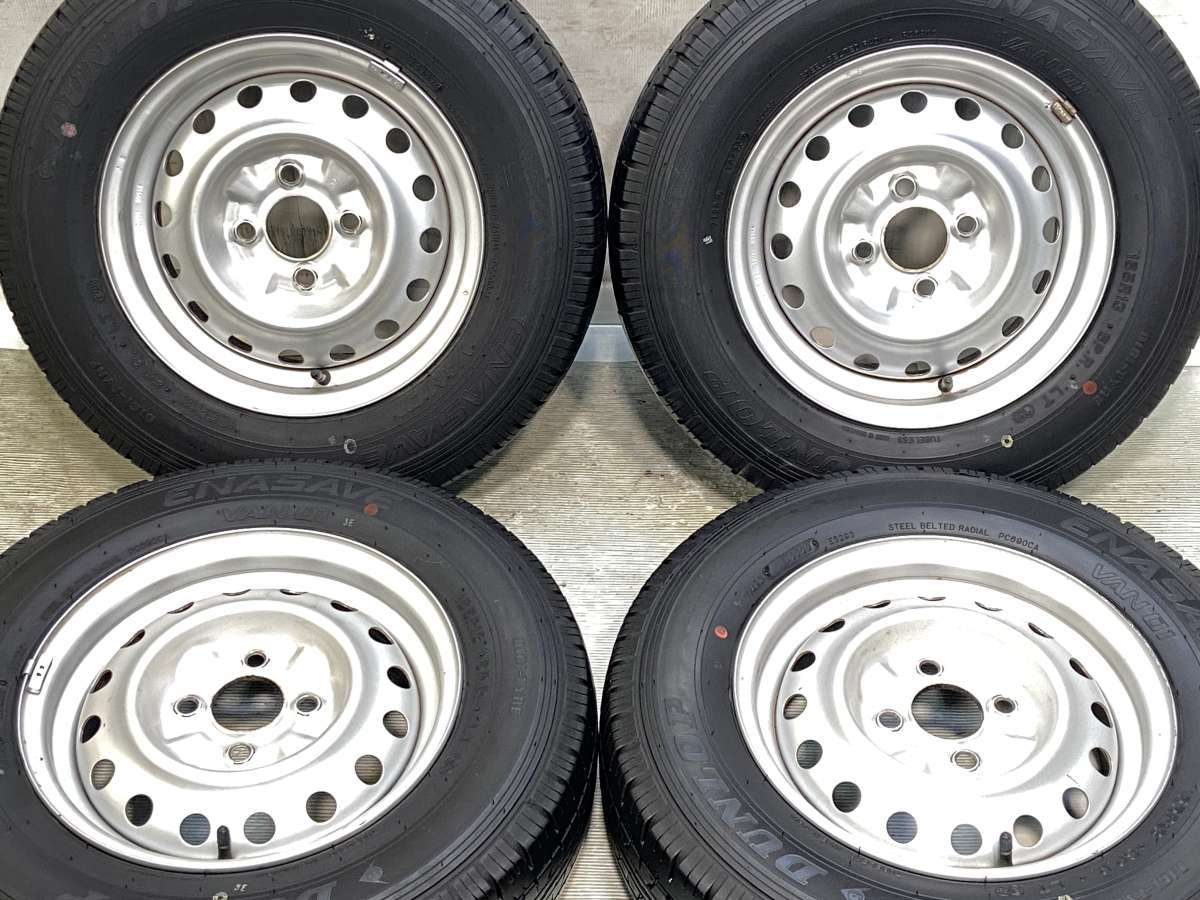 165R13 6PR ダンロップ エナセーブ VAN01 日産純正 13x5.0 100-4穴 中古タイヤ サマータイヤ ホイールセット 4本セット