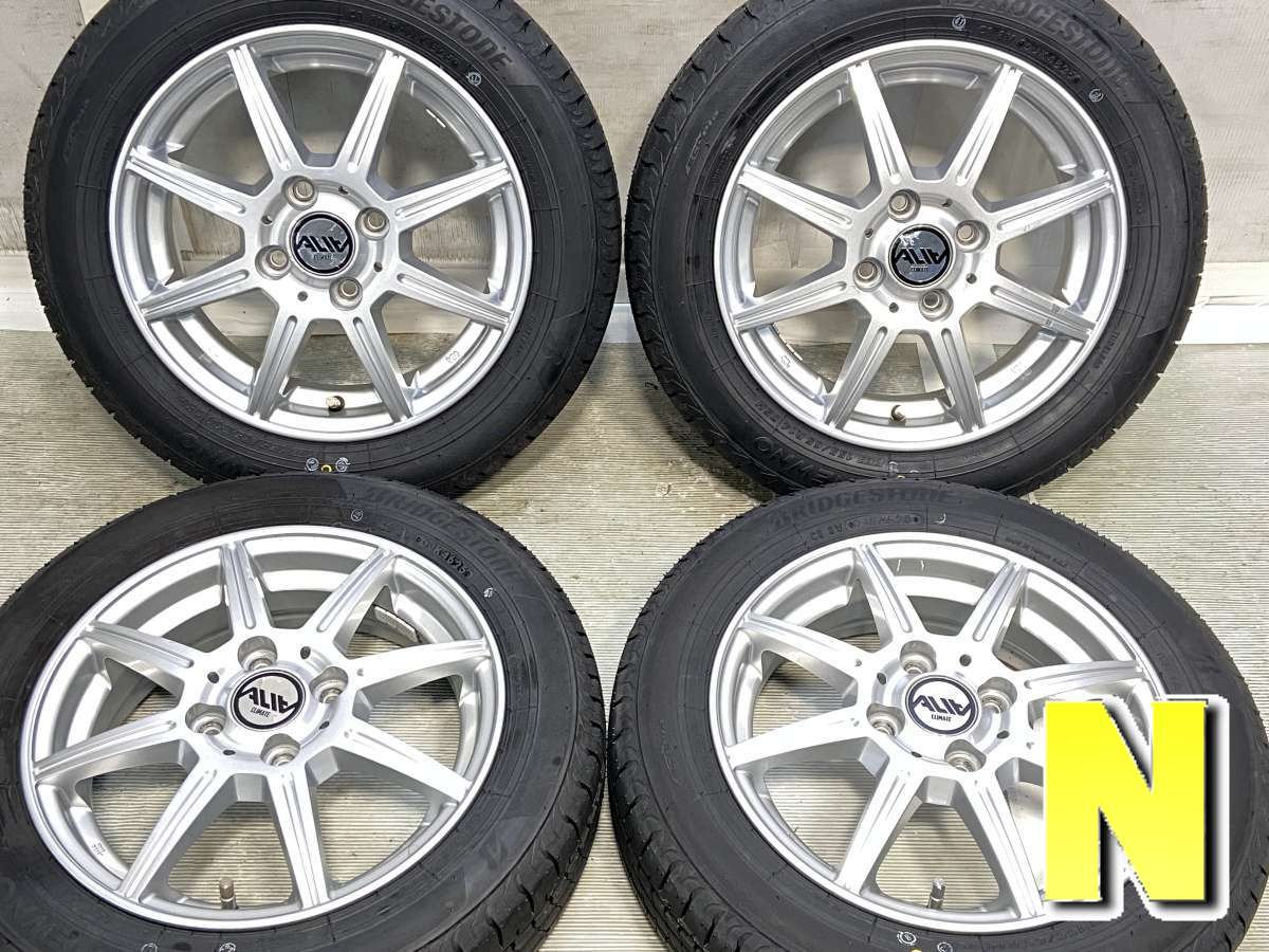155/65R14 ブリヂストン NEWNO 　 ALIA　CLIMATE 14x4.5 43 100-4穴 中古タイヤ サマータイヤ ホイールセット 4本セット