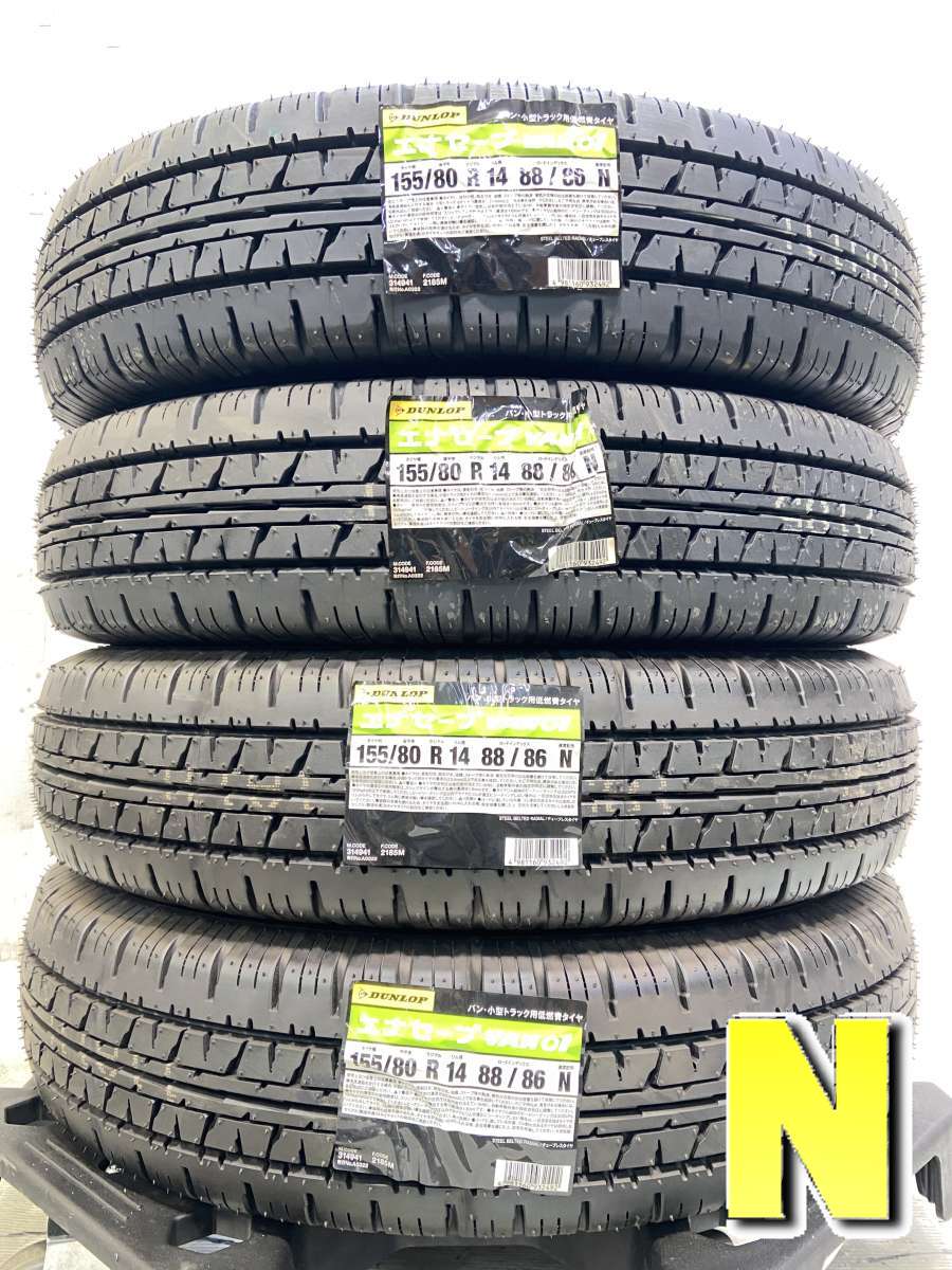 14 inches - 155/80R14 88/86 ダンロップ エナセーブ VAN01 中古タイヤ サマータイヤ 4本セット