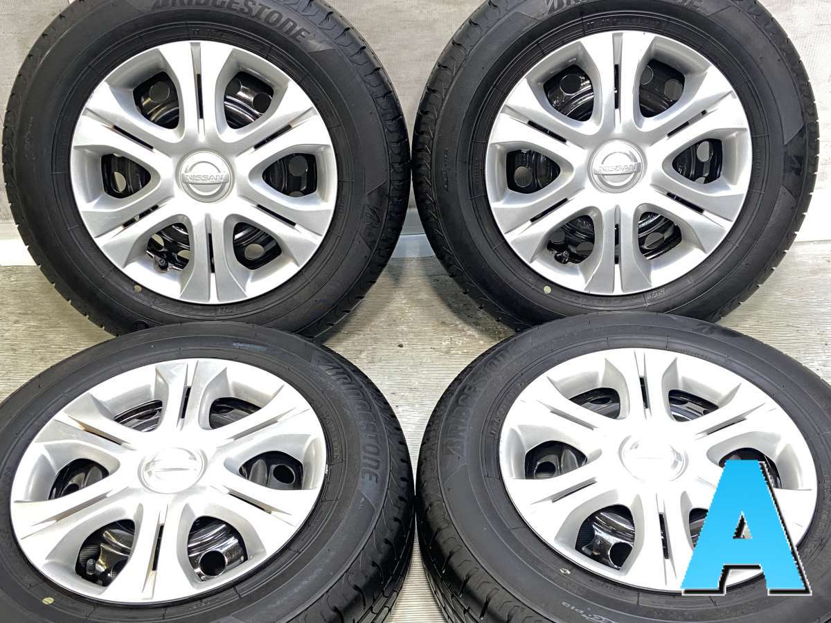 185/70R14 ブリヂストン NEWNO 日産純正 14x5.5 100-4穴 中古タイヤ サマータイヤ ホイールセット 4本セット