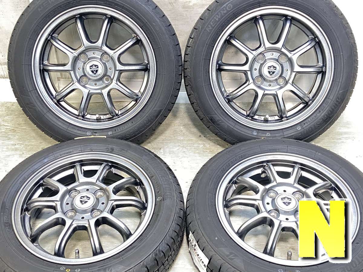 155/65R14 ブリヂストン NEWNO 　 ESTROSA 14x4.5 43 100-4穴 中古タイヤ サマータイヤ ホイールセット 4本セット