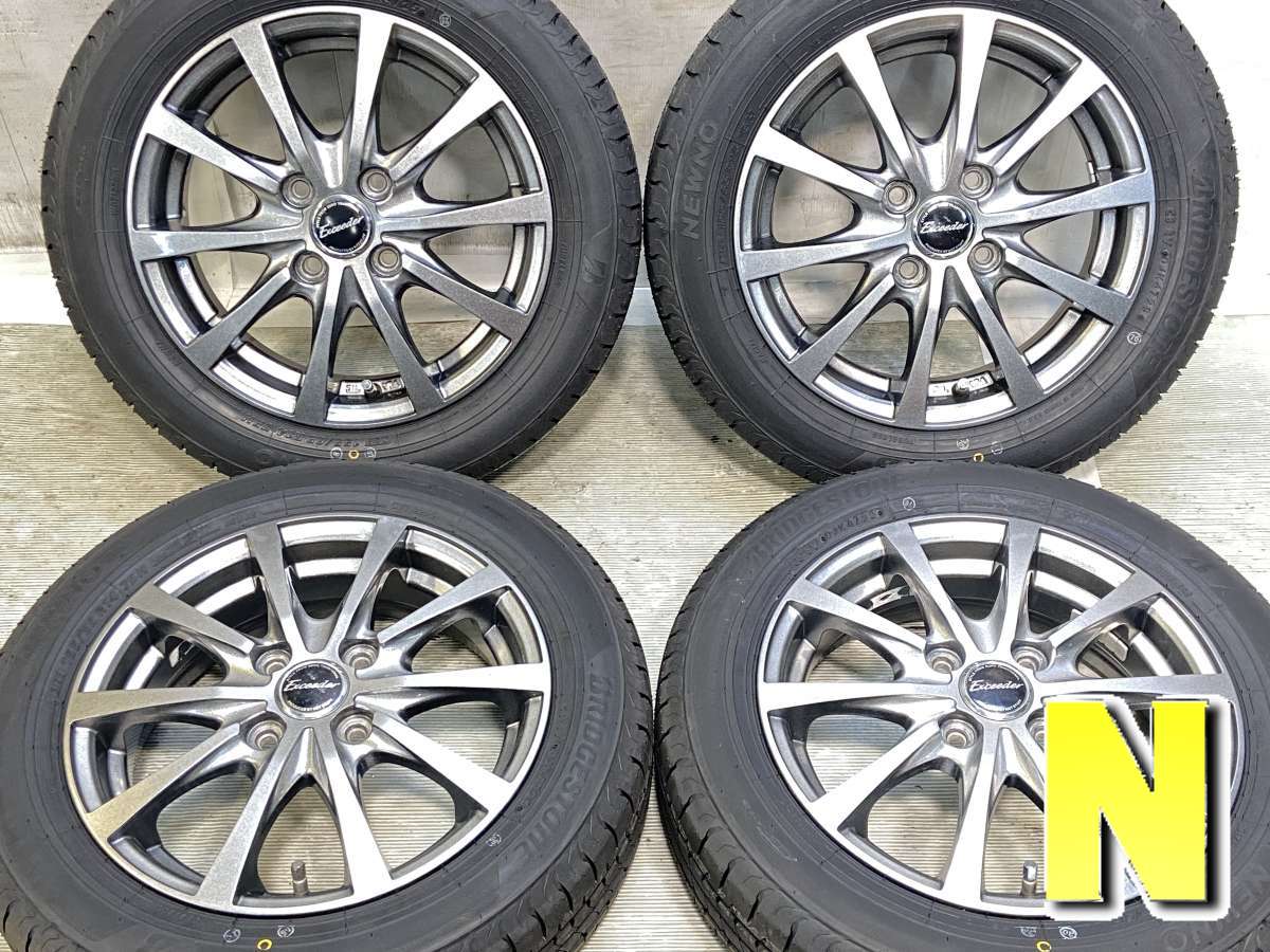 155/65R14 ブリヂストン NEWNO 　 エクシーダー 14x4.5 45 100-4穴 中古タイヤ サマータイヤ ホイールセット 4本セット