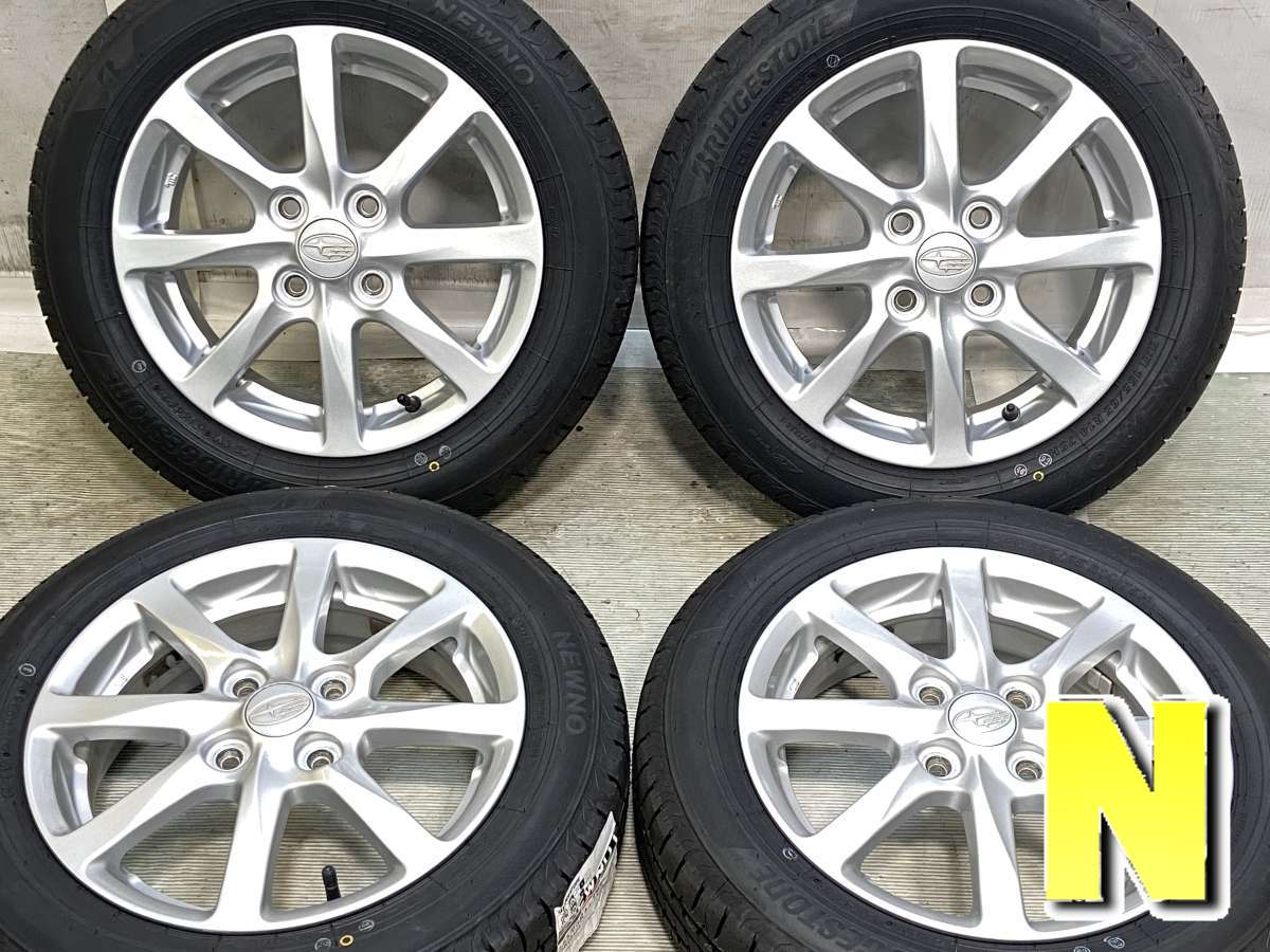 155/65R14 ブリヂストン NEWNO スバル純正 14x4.5 45 100-4穴 中古タイヤ サマータイヤ ホイールセット 4本セット