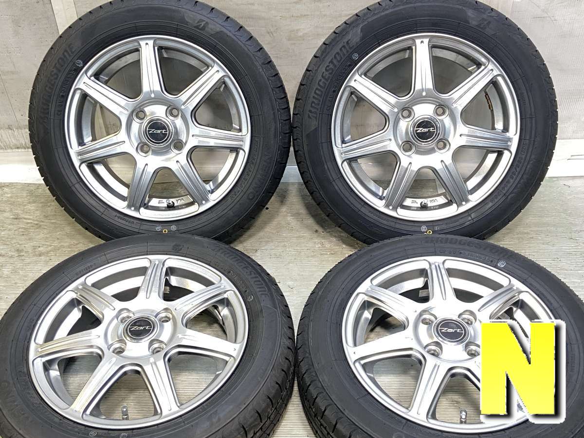 155/65R14 ブリヂストン NEWNO 　 Zart 14x4.5 45 100-4穴 中古タイヤ サマータイヤ ホイールセット 4本セット