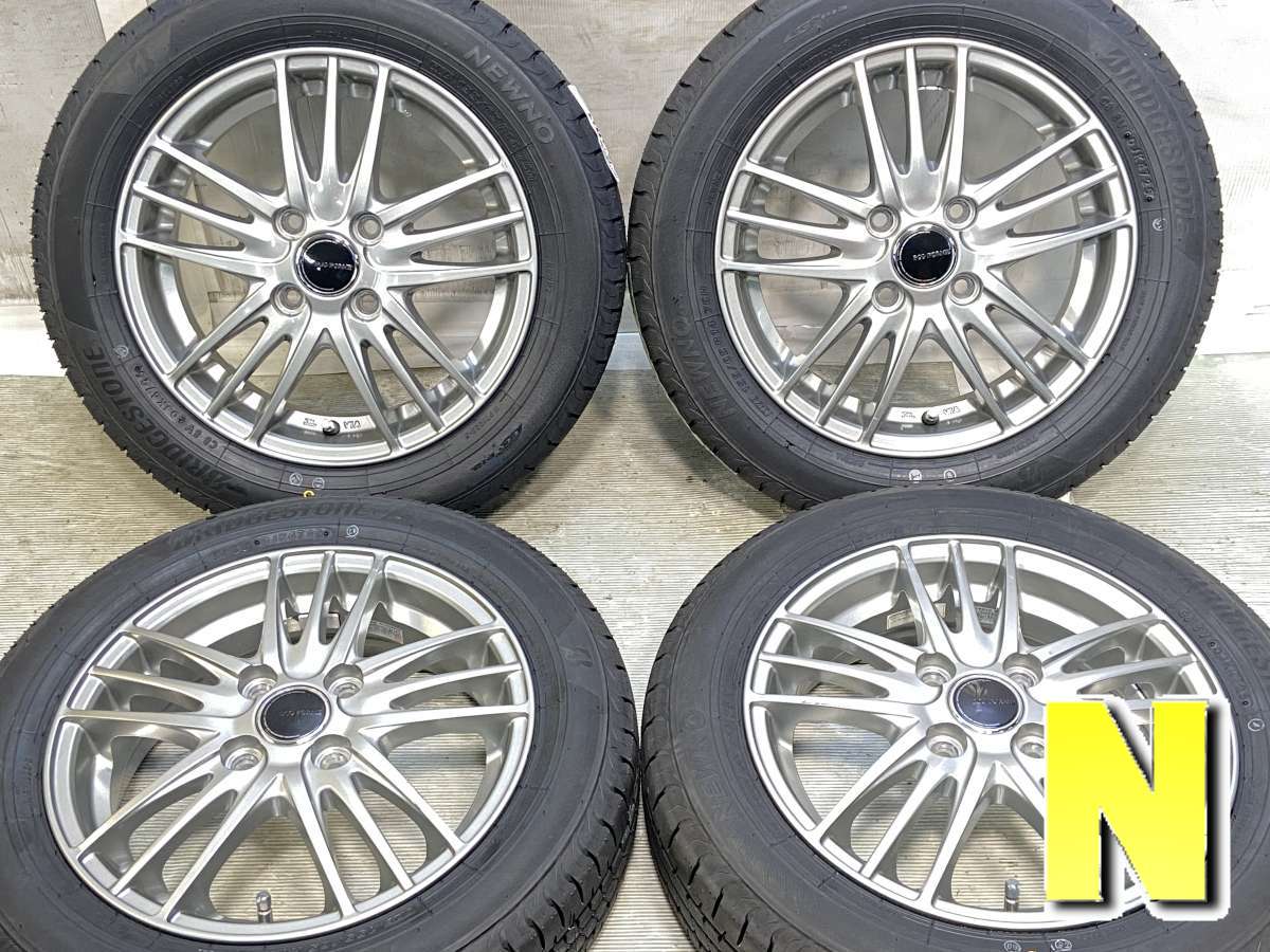 155/65R14 ブリヂストン NEWNO 　 ECO FORME 14x4.5 45 100-4穴 中古タイヤ サマータイヤ ホイールセット 4本セット