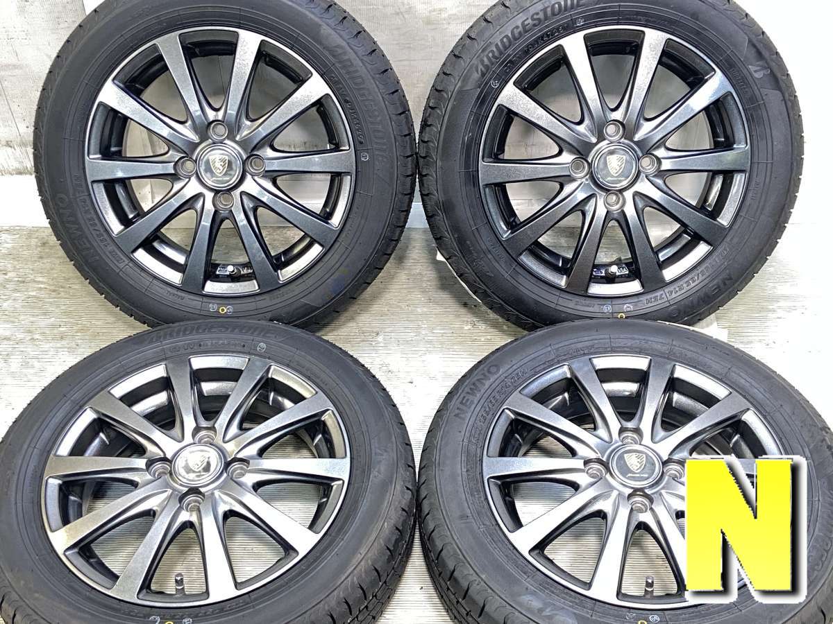 155/65R14 ブリヂストン NEWNO 　 FS 14x4.5 43 100-4穴 中古タイヤ サマータイヤ ホイールセット 4本セット