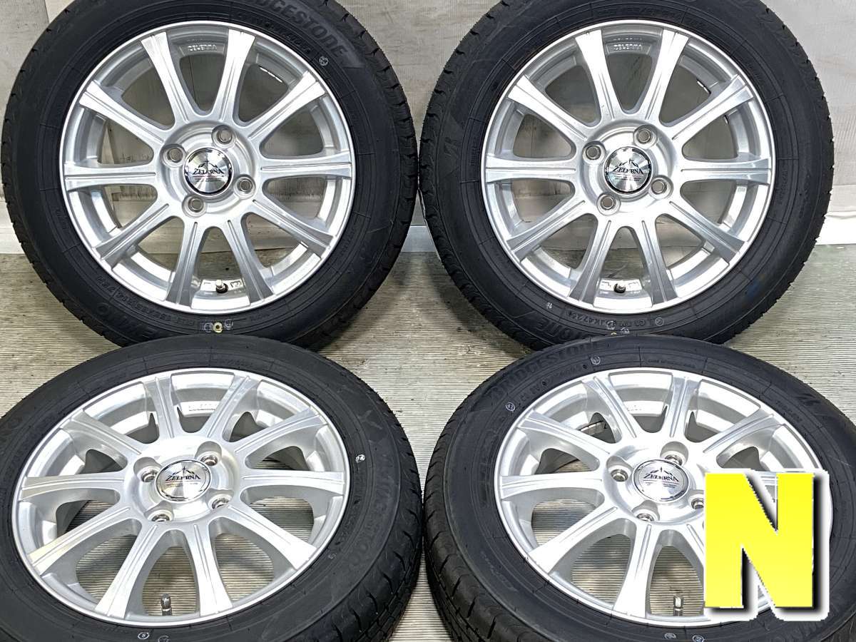 155/65R14 ブリヂストン NEWNO 　 ZELERNA 14x4.5 45 100-4穴 中古タイヤ サマータイヤ ホイールセット 4本セット