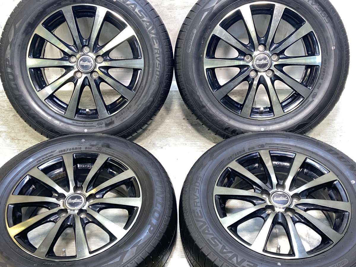 195/65R15 ダンロップ エナセーブRV505 　 ユーロスピード 15x6.0 45 100-5穴 中古タイヤ サマータイヤ ホイールセット 4本セット