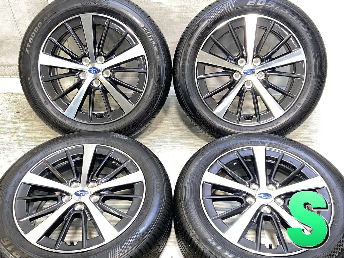205/55R16 　 ZEETEX ZT6000 ECO スバル純正 16x6.5 55 100-5穴 中古タイヤ サマータイヤ ホイールセット 4本セット