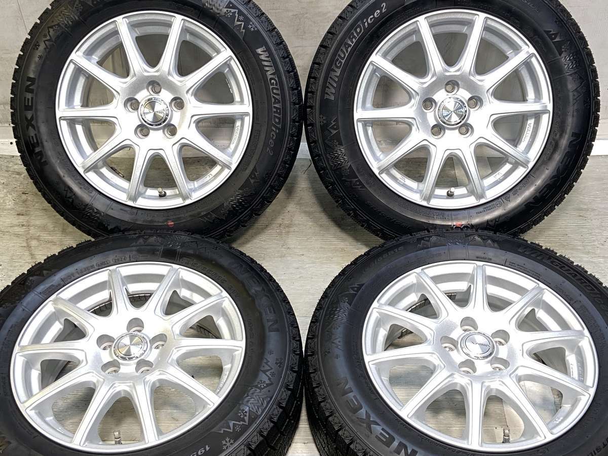 195/65R15 ネクセン WIN GUARD ice2 　 VATRRA 15x6.0 45 100-5穴 中古タイヤ スタッドレスタイヤ ホイールセット 4本セット