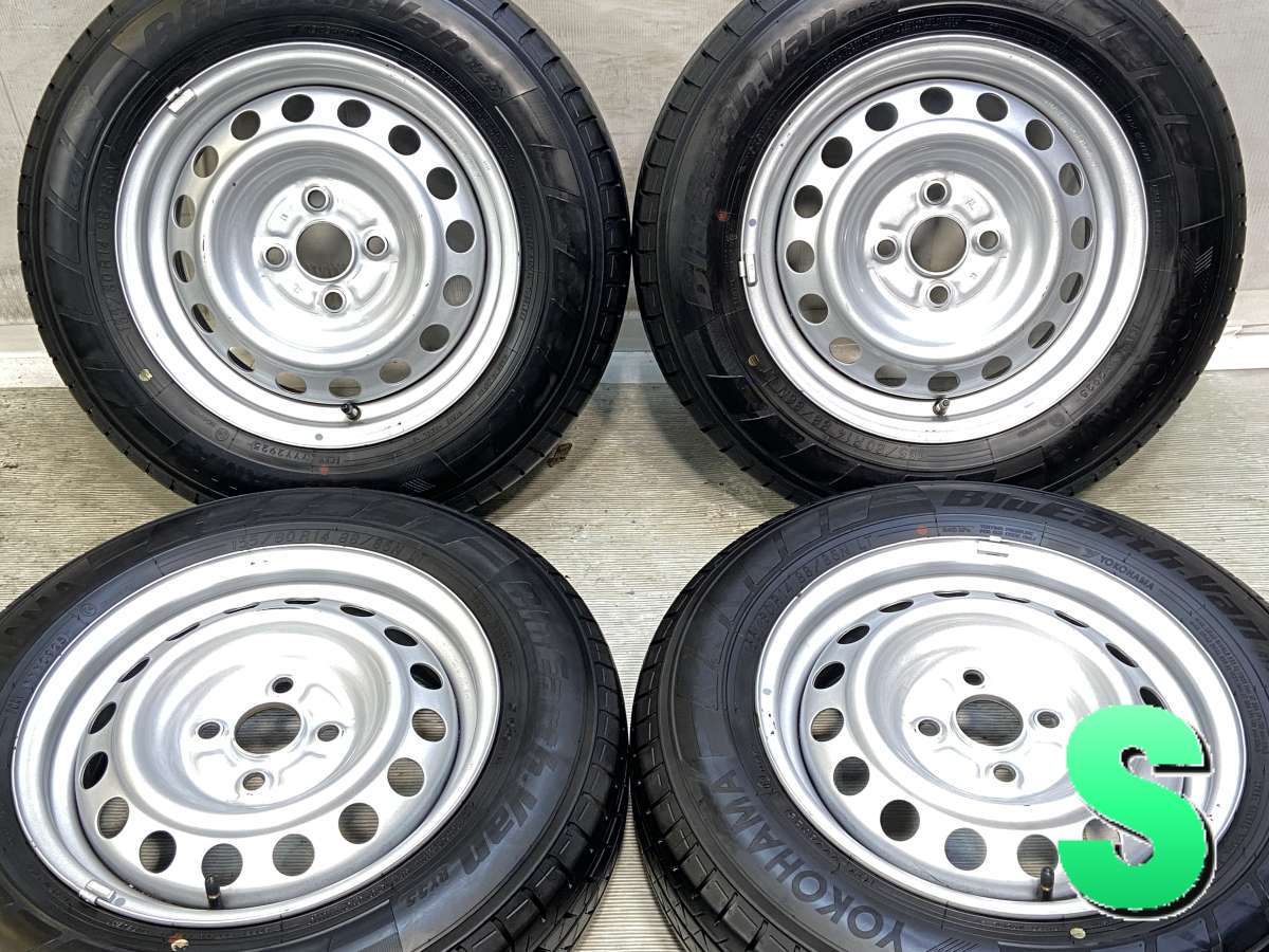 Rakuten - 155/80R14 88/86N LT ヨコハマ ブルーアース Van RY55 トヨタ純正 AL 14x5.0 100-4穴 中古タイヤ サマータイヤ ホイールセット 4本セット