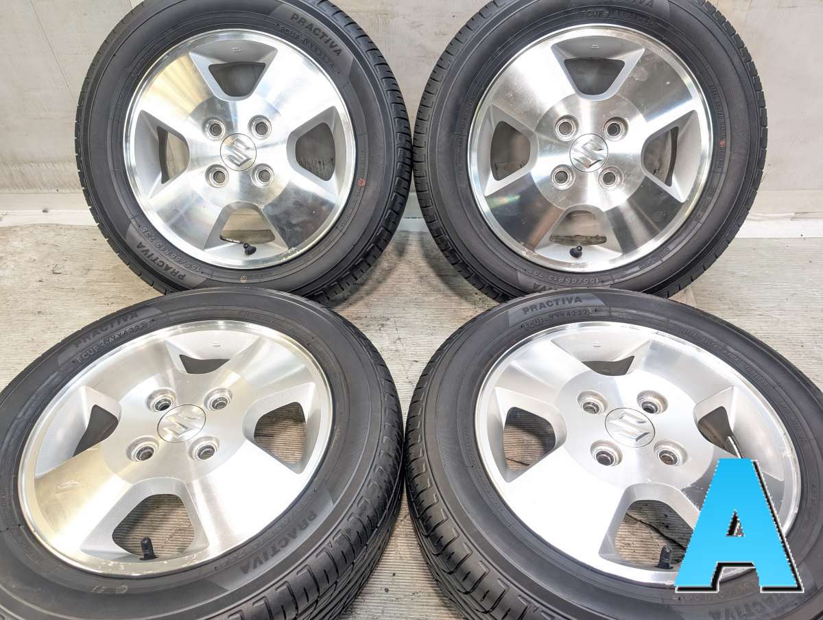 155/65R13 イエローハット PRACTIVA スズキ純正 13x4.0 45 100-4穴 中古タイヤ サマータイヤ ホイールセット 4本セット