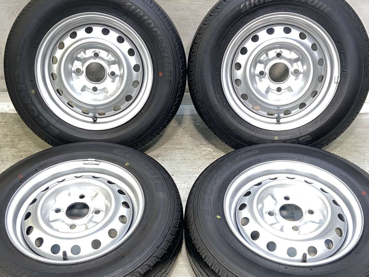 Rakuten - 165/80R14 91/90N LTブリヂストン エコピア R680 日産純正 14x5.0 ・ 14x5.0 114.3-4穴中古タイヤ サマータイヤ ホイールセット4本 セット