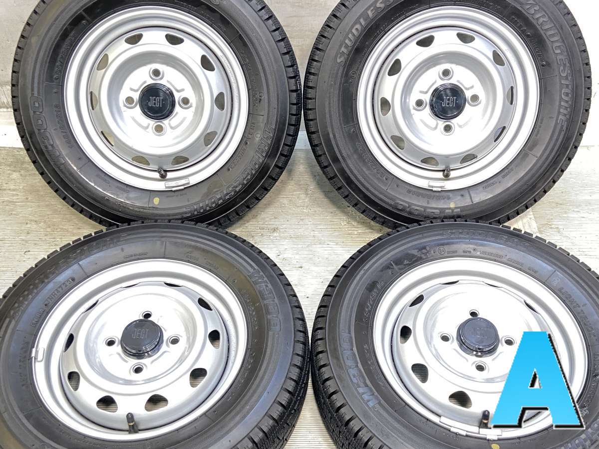 145/80R12 80/78LT ブリヂストン W300 　 JECT T3 12x3.5 100-4穴 中古タイヤ スタッドレスタイヤ ホイールセット 4本セット
