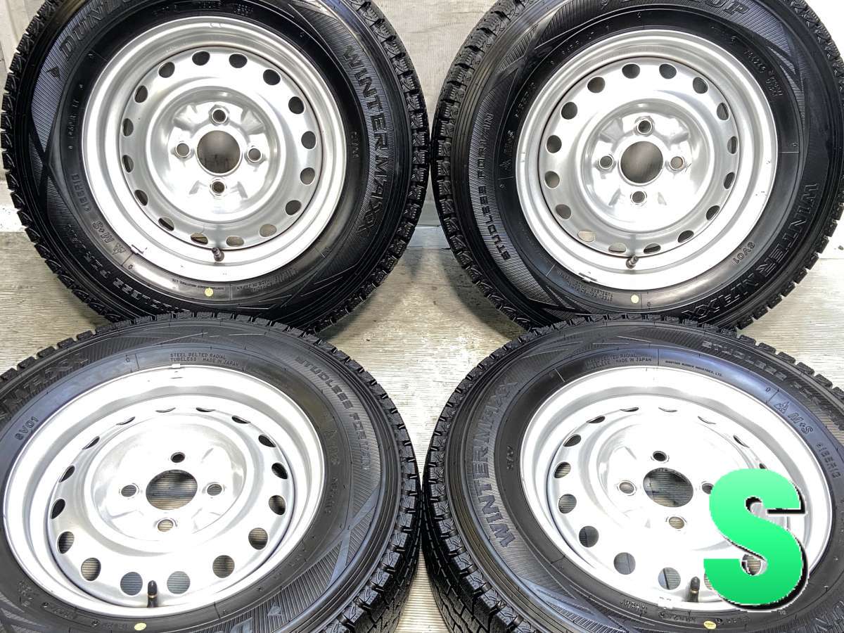 165R13 6PR ダンロップ ウィンターマックス SV01 日産純正 13x5.0 100-4穴 中古タイヤ スタッドレスタイヤ ホイールセット 4本セット