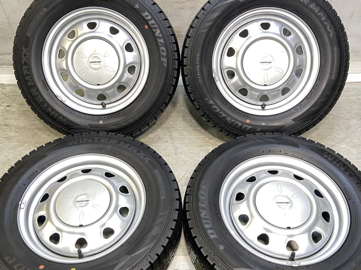 185/70R14 ダンロップ ウィンターマックス WM02 　 SCHWARZ MV 14x5.0 100/114.3-4穴 中古タイヤ スタッドレスタイヤ ホイールセット 4本セット