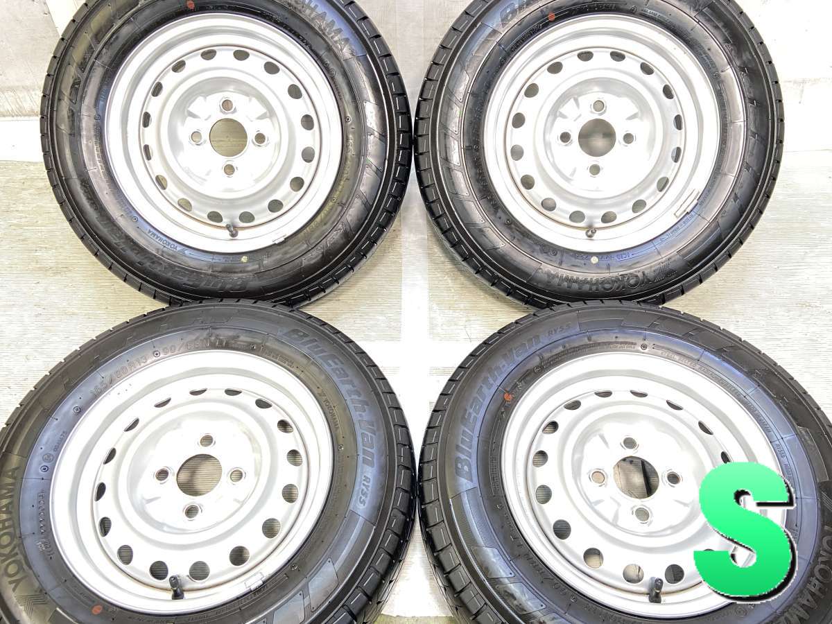 Rakuten - 165/80R13 90/88N LT ヨコハマ ブルーアース Van RY55 日産純正 13x5.0 100-4穴 中古タイヤ サマータイヤ ホイールセット 4本セット