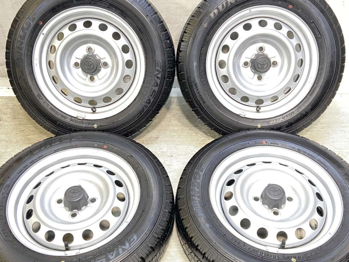 Rakuten - 155/80R14 88/86LT ダンロップ エナセーブ VAN01 トヨタ純正 AL 14x5.0 100-4穴 中古タイヤ サマータイヤ ホイールセット 4本セット